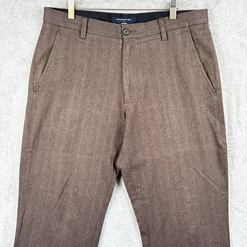 Banana Republic Dawson Pants Mens 34x30 Brown Houndstooth Cotton Office